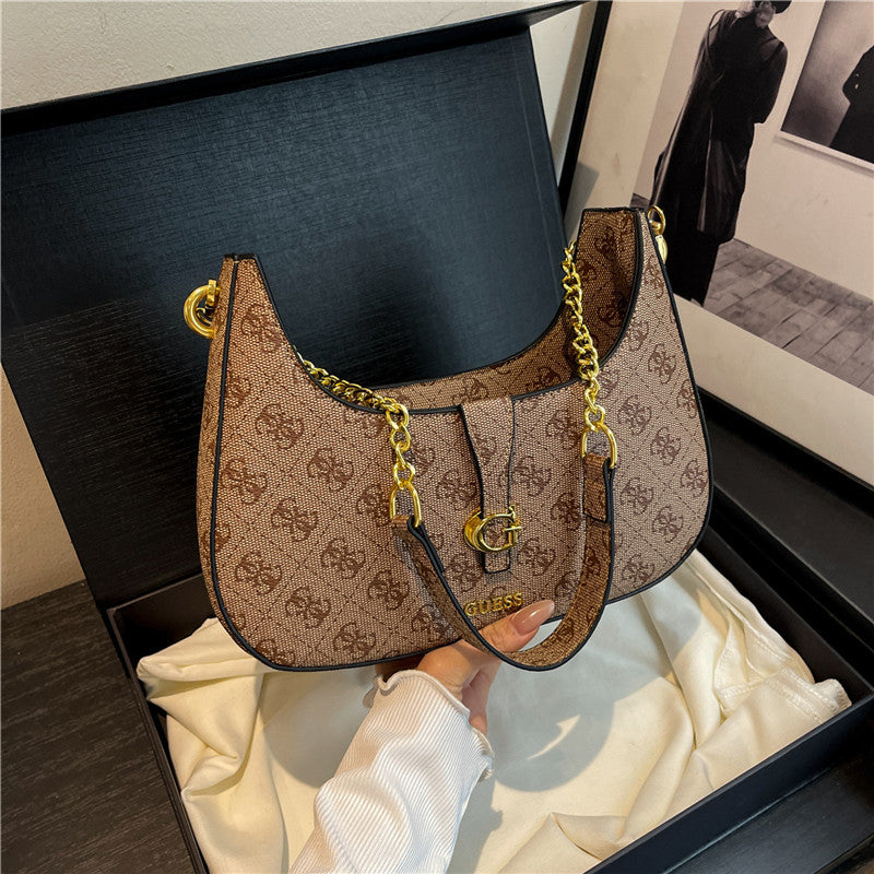 Modern Chic All-Season PU/Artificial Leather/Microfiber Leather, Cloth / Textile Women's Shoulder Bags Underarm Bags | Color: Brown | Image 1