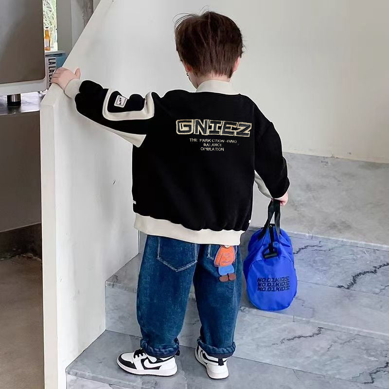 Casual Sporty Autumn Boys' Baseball Jacket, Ages 2-9 | Color: As the Picture | Image 3