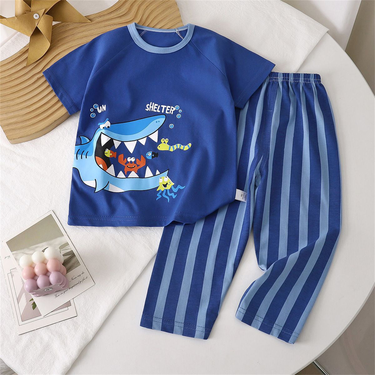 Casual Sporty Summer 2-Piece Unisex Kids' Pajama Set, Ages 2-9 | Color: Style 4 | Image 2