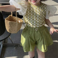 Trendy Summer 2-Piece Girls' Pants Suit, Ages 2-9 | Color: Green | Image 1