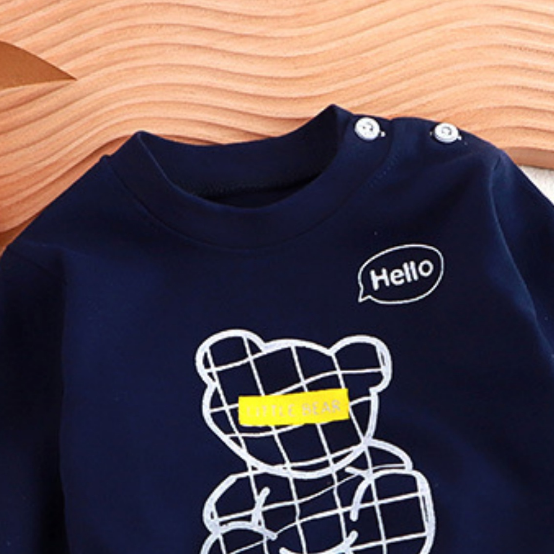 Minimalist Autumn 2-Piece Unisex Kids' Pajama Set, Ages 2-9 | Color: Black | Image 3