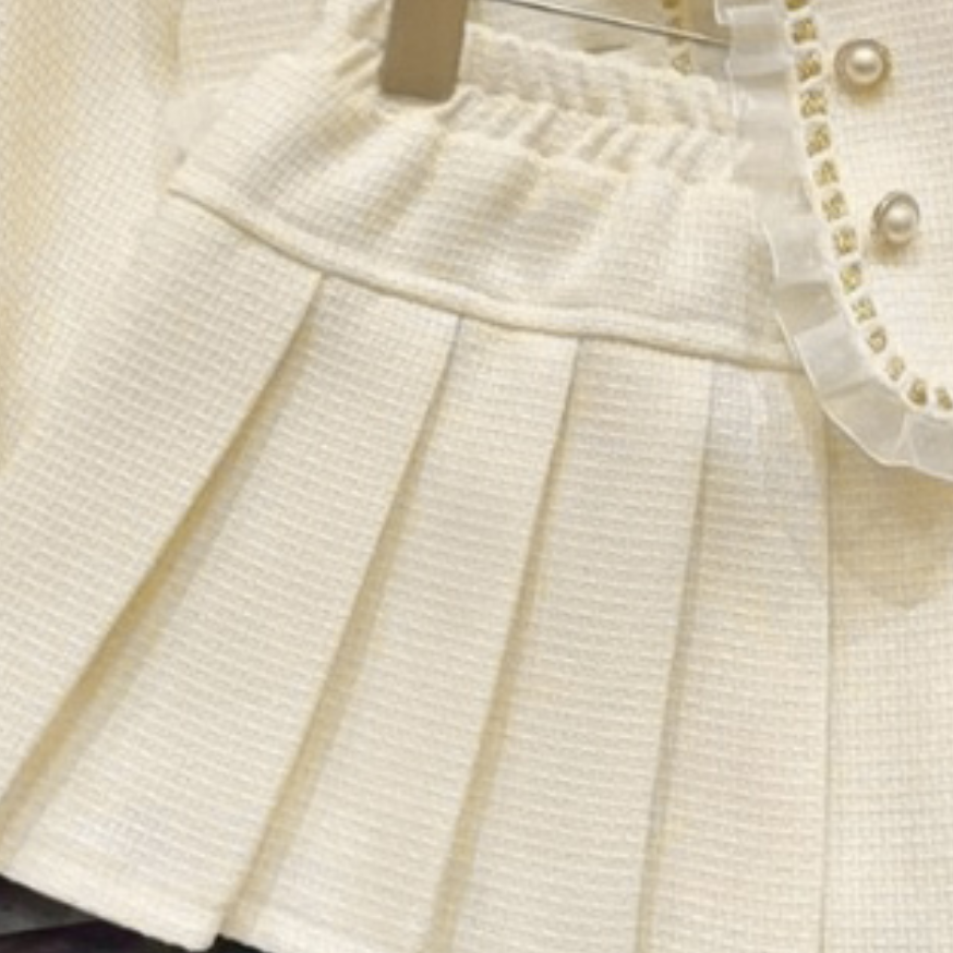 Elegant Autumn 2-Piece Girls' Dress Suit, Ages 2-9 | Color: White | Image 2