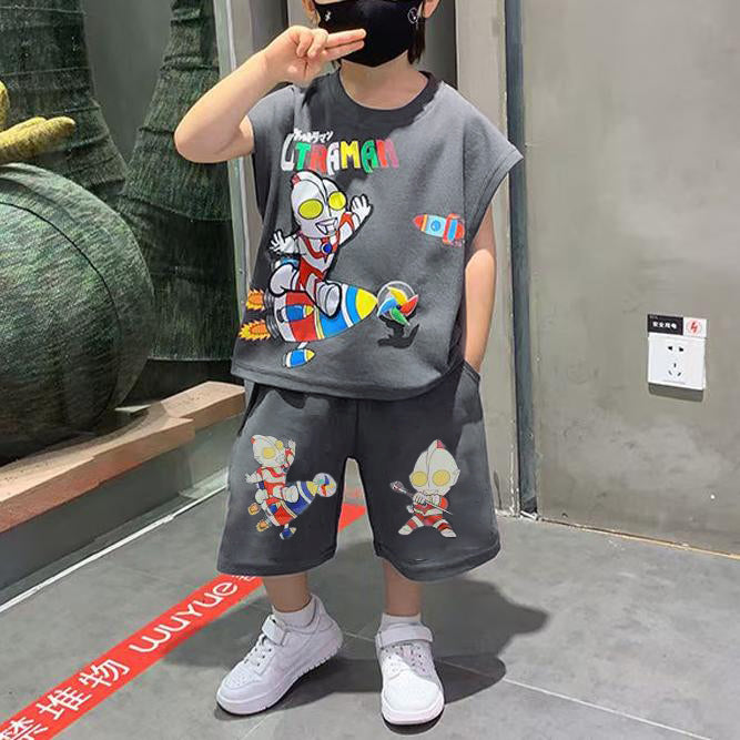 Modern Chic All-Season Casual Sporty Summer 2-Piece Boys' Pants Suit, Ages 2-9 | Color: Style 2 | Image 1