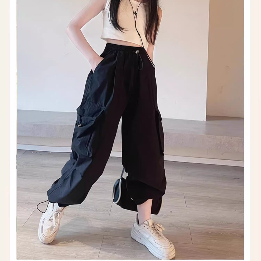 Casual Sporty Spring Unisex Kids' Casual Pants, Ages 4-11 | Color: Black | Image 1