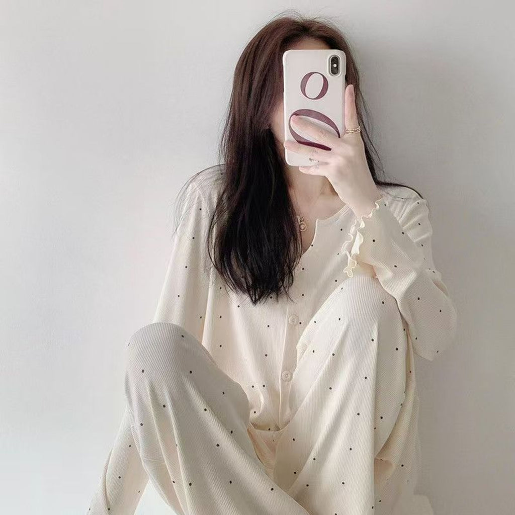 Elegant All-Season 2 Pcs Women 's Long Sleeve Sleep Set | Color: Style 1 | Image 2
