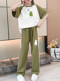 Minimalist Summer 2-Piece Girls' Pants Suit, Ages 4-14 | Color: Khaki | Image 1