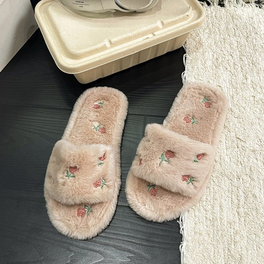 Modern Chic All-Season Cloth / Textile Women's Home Slippers | Color: Khaki | Image 2