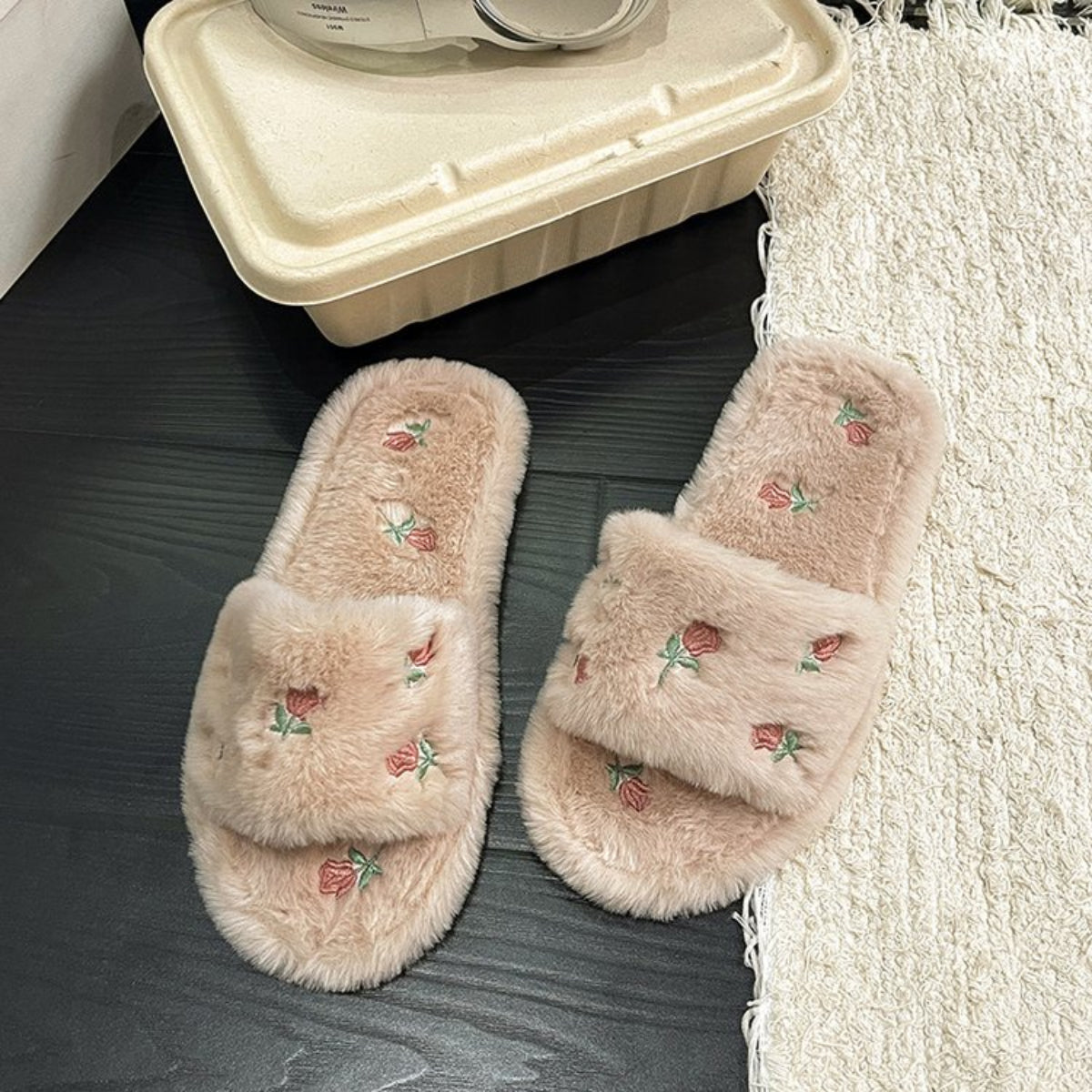 Modern Chic All-Season Cloth / Textile Women's Home Slippers | Color: Khaki | Image 2