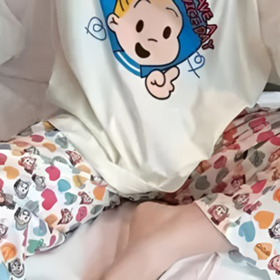 Sweet Feminine Summer 2 Pcs Women 's Short  Sleeve Sleep Set | Color: Style 4 | Image 2