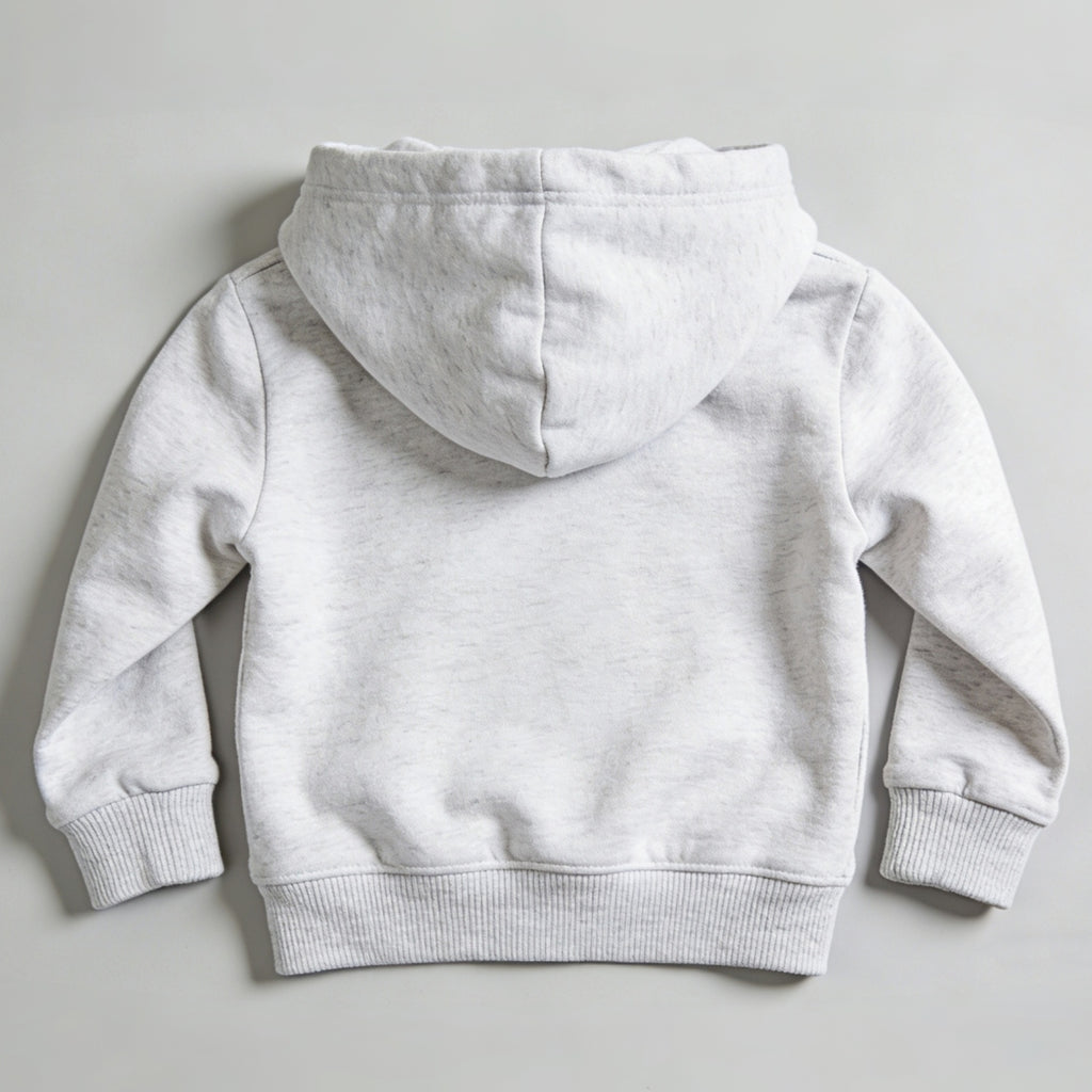 Modern Chic All-Season Minimalist Autumn Boys' Hoodie, Ages 4-14 | Color: Grey | Image 3