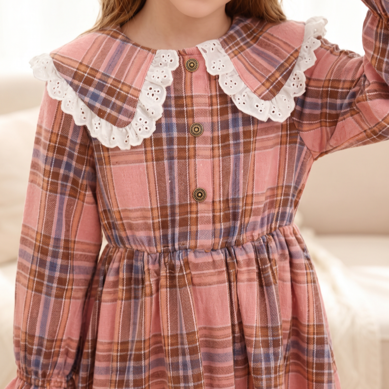 Sweet & Cute Autumn Girls' Shirt Dress, Ages 4-11 | Color: Pink | Image 3