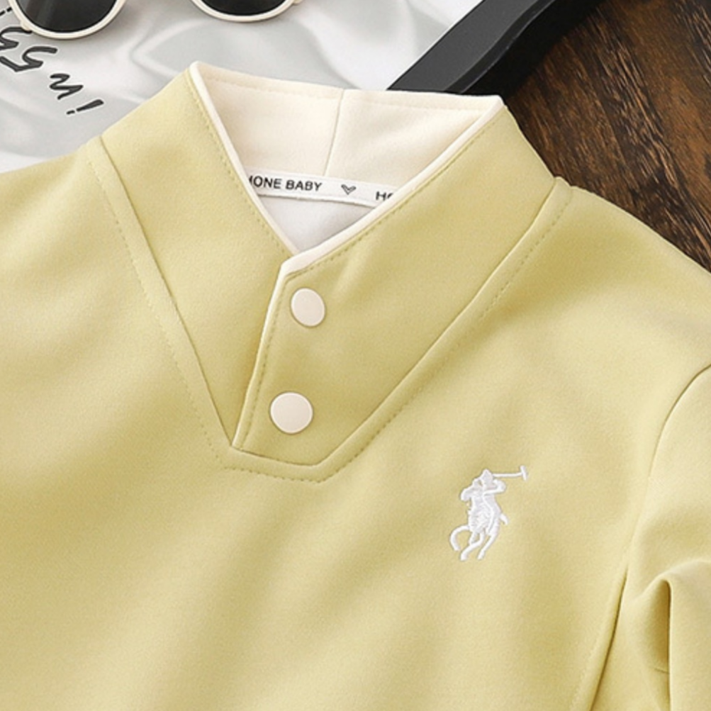 Modern Chic All-Season Casual Sporty Autumn Unisex Kids' Sweatshirt, Ages 2-13 | Color: Yellow | Image 3