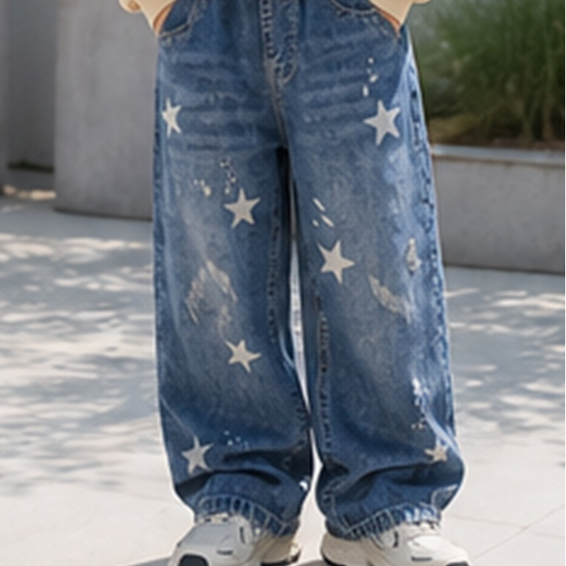 Trendy Autumn Boys' Jeans, Ages 4-14 | Color: Purplish Blue | Image 1