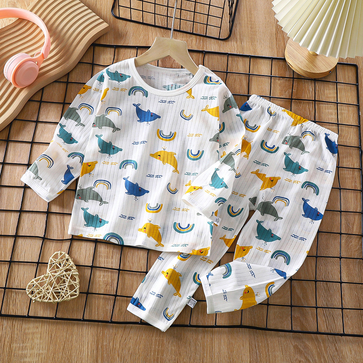 Casual Sporty Summer 2-Piece Unisex Kids' Pajama Set, Ages 2-13 | Color: Style 2 | Image 1