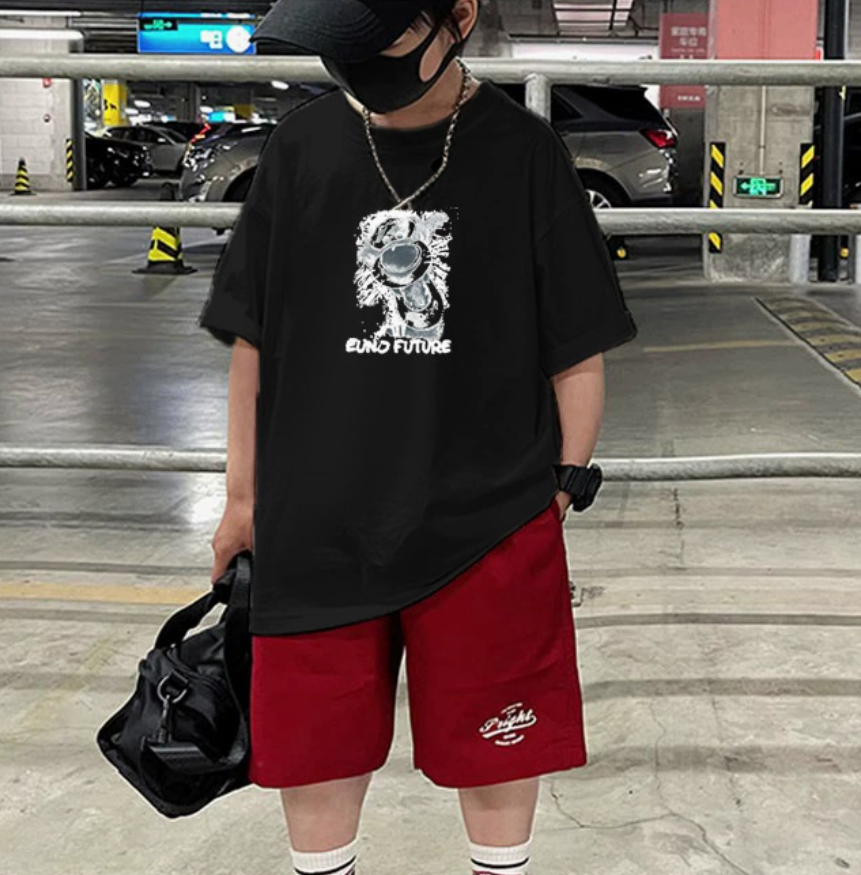 Modern Chic All-Season Casual Sporty Summer 2-Piece Boys' Pants Suit, Ages 4-14 | Color: Black | Image 3