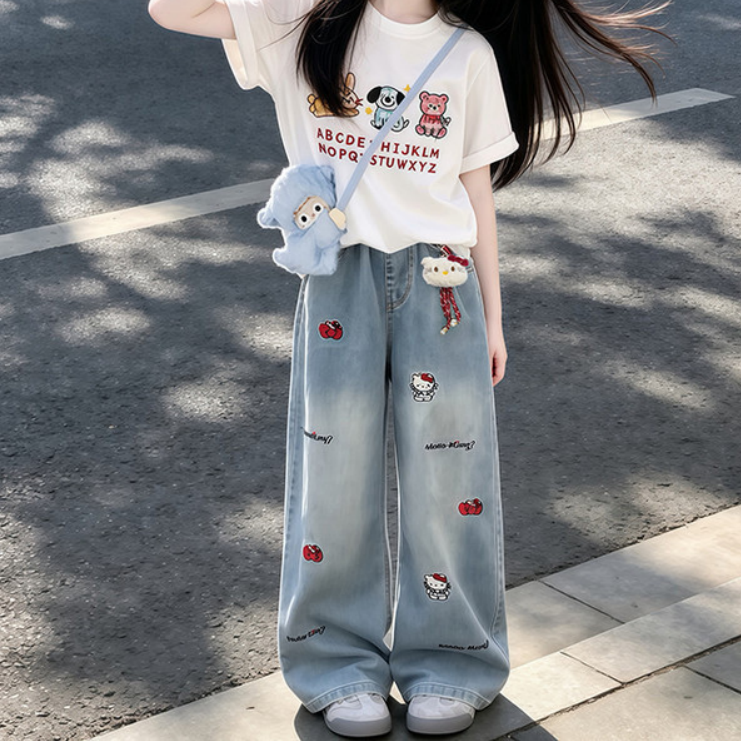Modern Chic All-Season Minimalist Summer 2-Piece Girls' Pants Suit, Ages 6-13 | Color: As the Picture | Image 2
