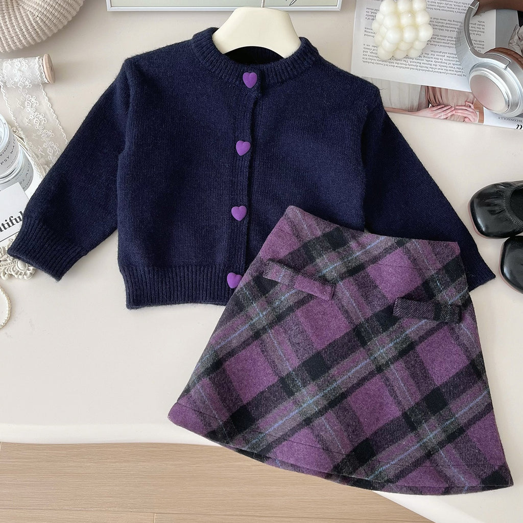 Preppy Autumn 2-Piece Girls' Dress Suit, Ages 2-9 | Color: Purple | Image 1