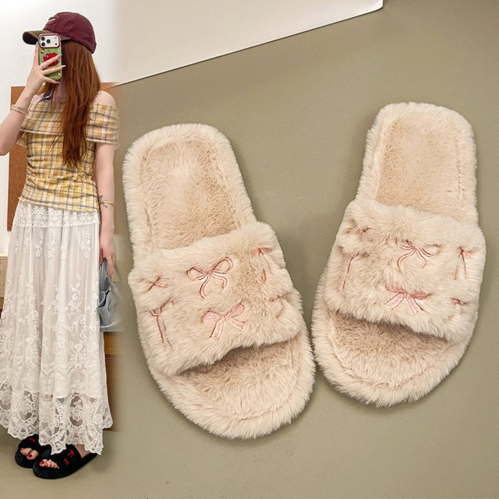 Modern Chic All-Season Cloth / Textile Women's Home Slippers | Color: Khaki | Image 3