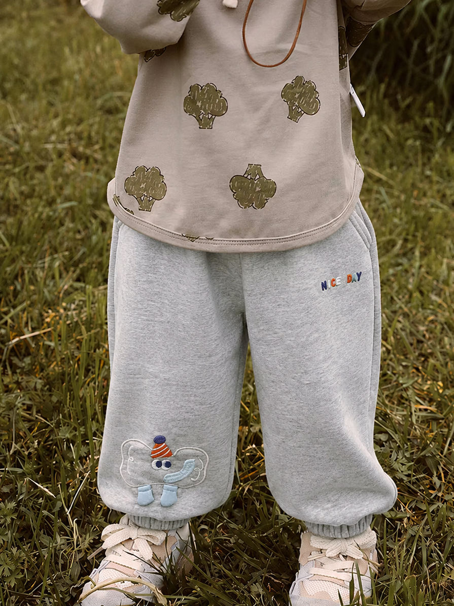 Minimalist Autumn Unisex Kids' Casual Pants, Ages 2-7 | Color: Grey | Image 1