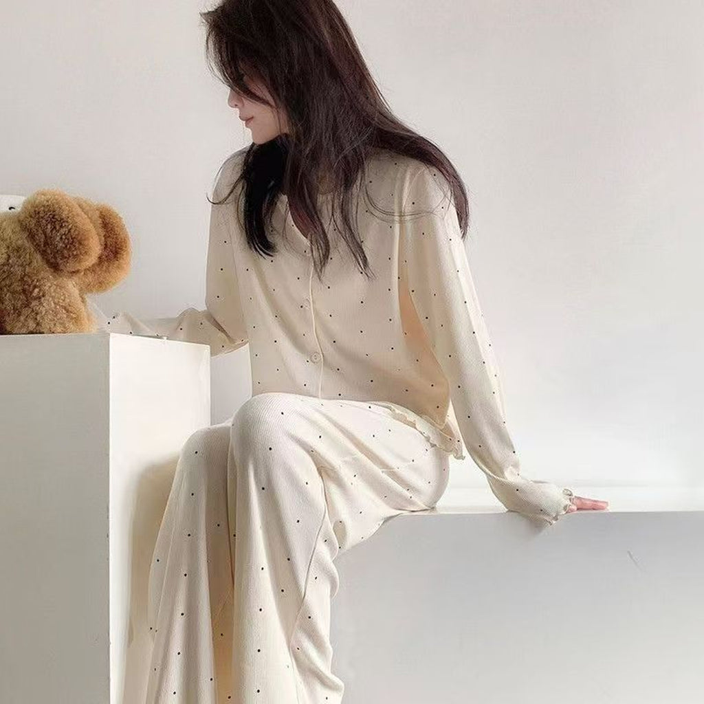 Elegant All-Season 2 Pcs Women 's Long Sleeve Sleep Set | Color: Style 1 | Image 3