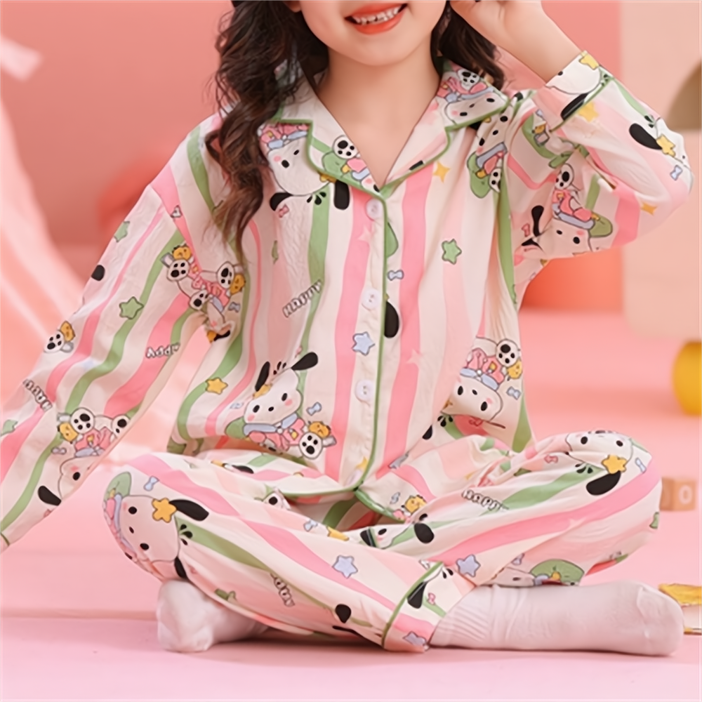 Modern Chic All-Season Casual Sporty Autumn 2-Piece Unisex Kids' Pajama Set, Ages 2-13 | Color: Style 1 | Image 1