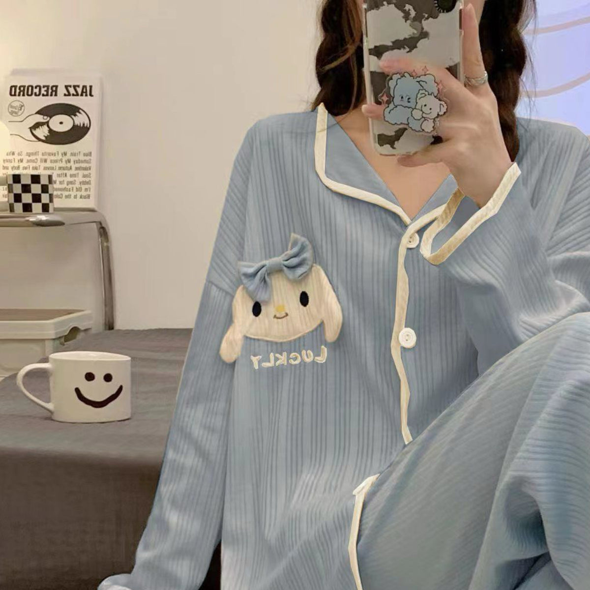 Modern Chic Sweet Feminine All-Season 2 Pcs Women 's Long Sleeve Sleep Set | Color: Style 3 | Image 2