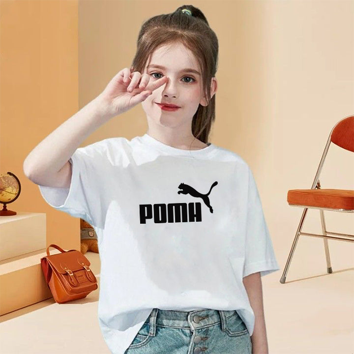 Modern Chic All-Season Minimalist Summer Girls' T-Shirt, Ages 3-14 | Color: White | Image 1