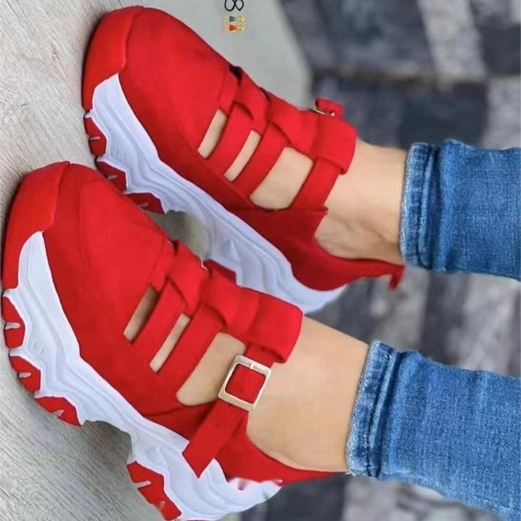 Modern Chic All-Season Velvet/Corduroy Women's Casual Shoes | Color: Red | Image 2
