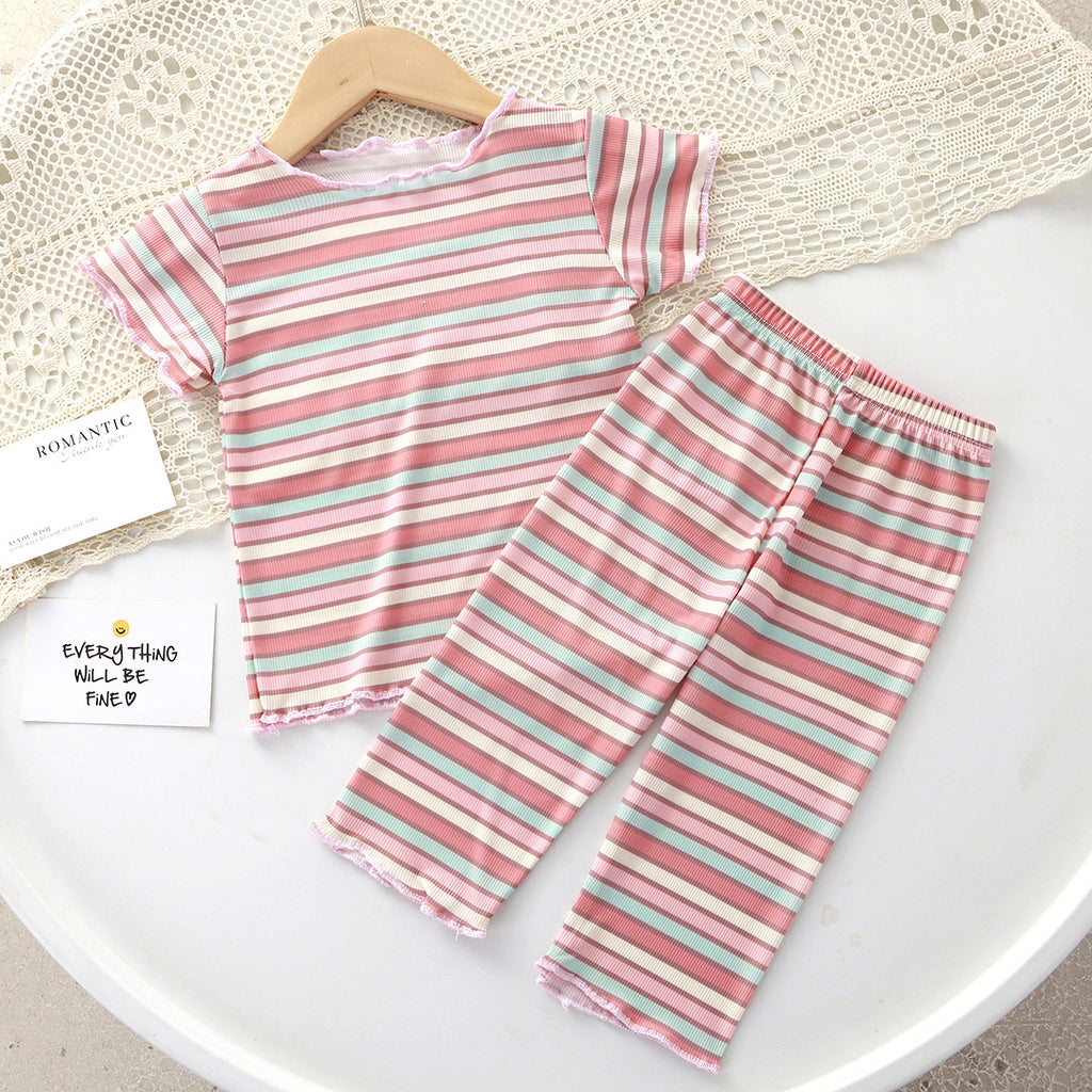 Minimalist Summer 2-Piece Baby Girls' Pajama Set, Ages 3-24 Months | Color: Pink | Image 1