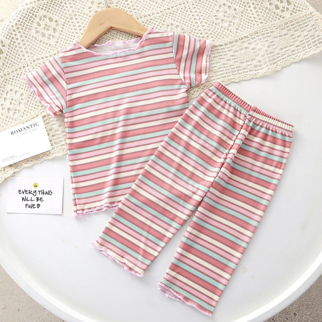 Minimalist Summer 2-Piece Baby Girls' Pajama Set, Ages 3-24 Months | Color: Pink | Image 1