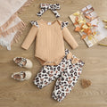 Trendy Autumn 3-Piece Baby Girls' Pants Suit, Ages 0-6 Months | Color: Apricot | Image 1