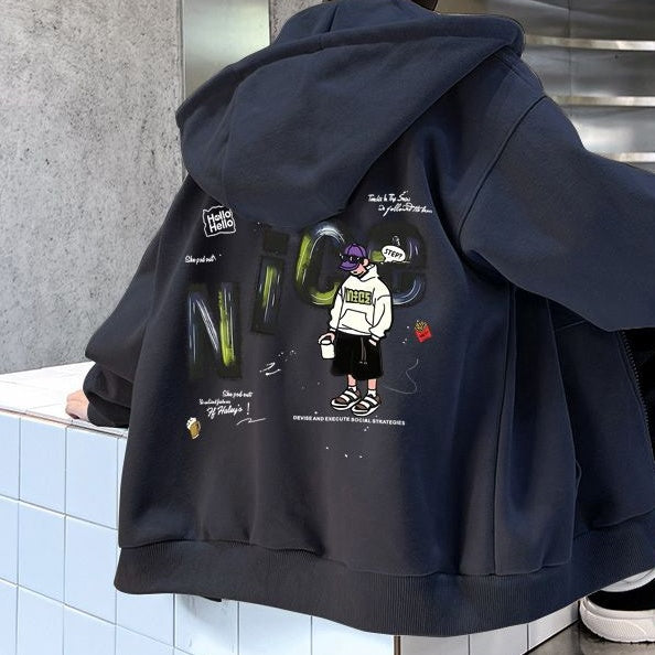 Minimalist Autumn Boys' Baseball Jacket, Ages 4-14 | Color: Navy | Image 1