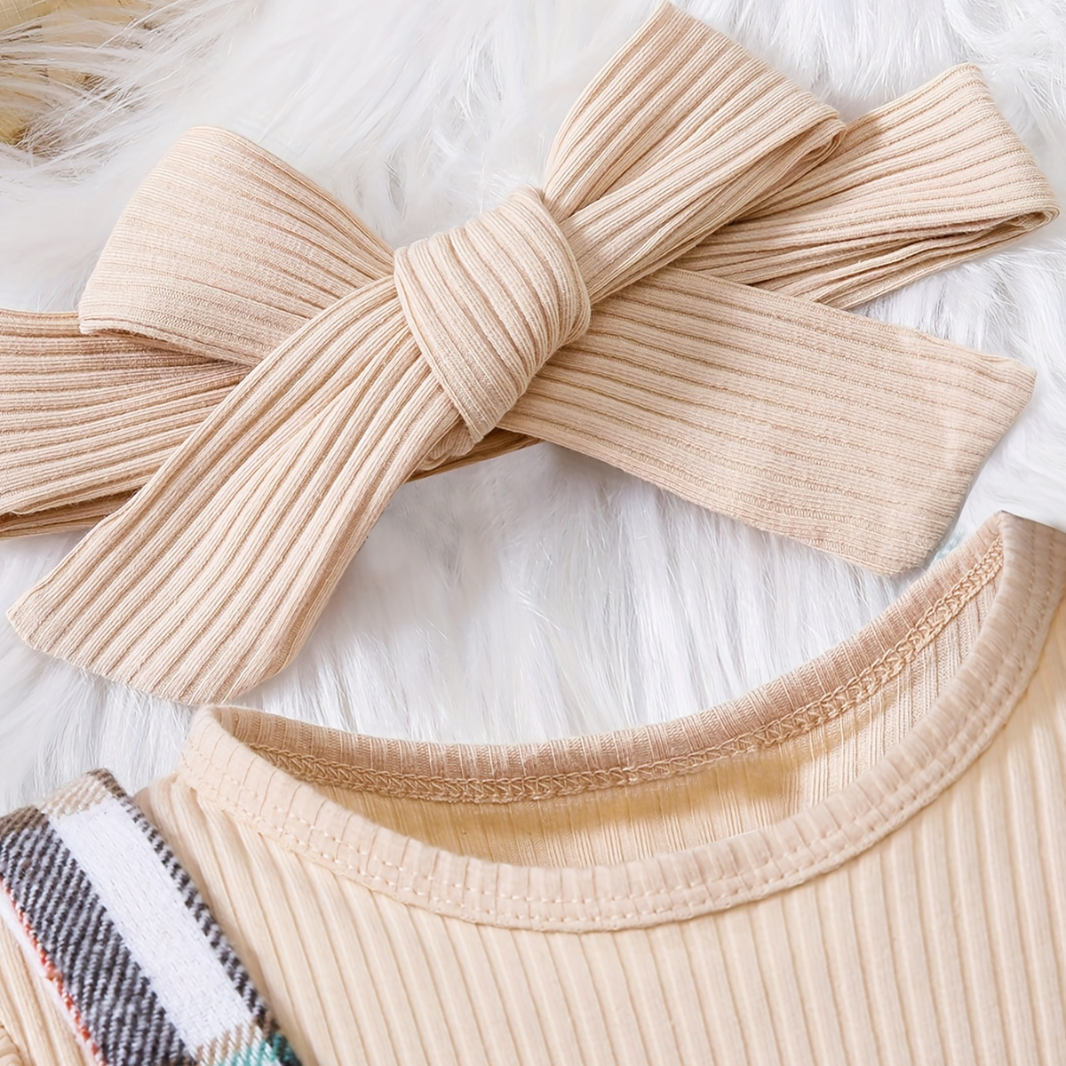 Preppy Autumn 3-Piece Baby Girls' Dress Suit, Ages 0-24 Months | Color: Khaki | Image 2