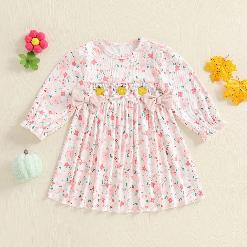 Casual Sporty Autumn Girls' A-Line Dress, Ages 2-5 | Color: White | Image 3