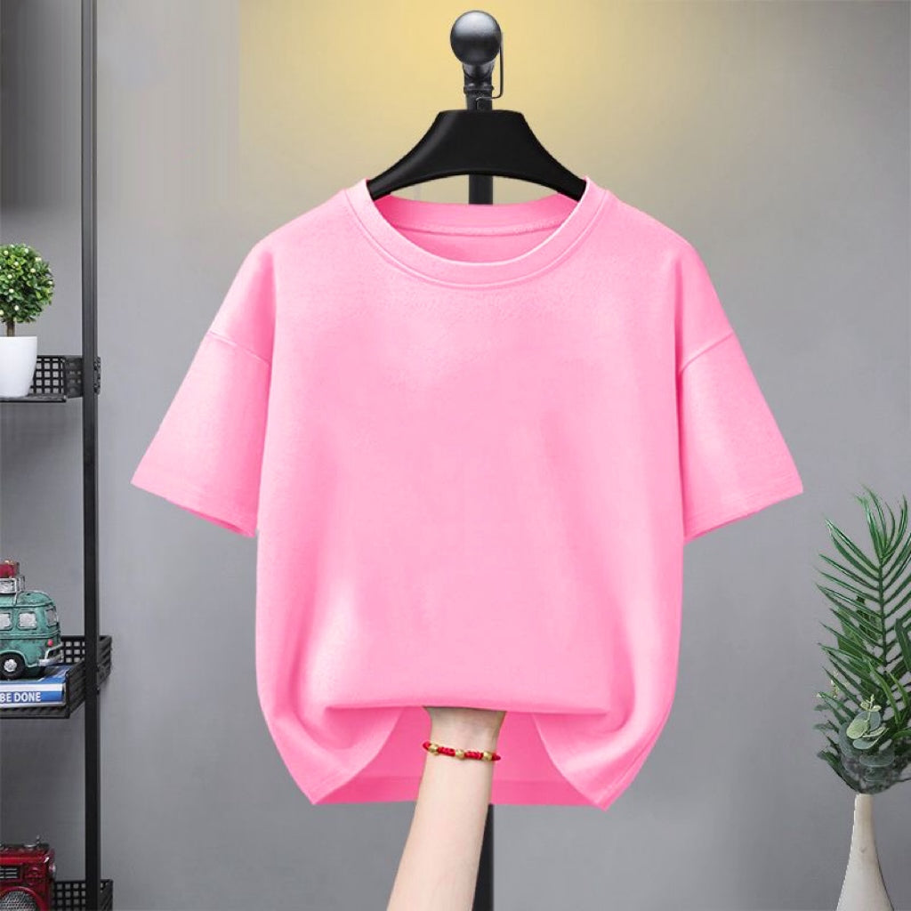 Minimalist Summer Unisex Kids' T-Shirt, Ages 3-14 | Color: Pink | Image 1