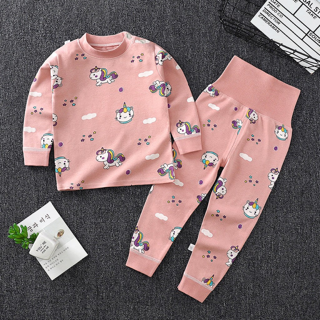 Minimalist Autumn 2-Piece Unisex Baby Pajama Set, Ages 12-24 Months | Color: Pink | Image 1