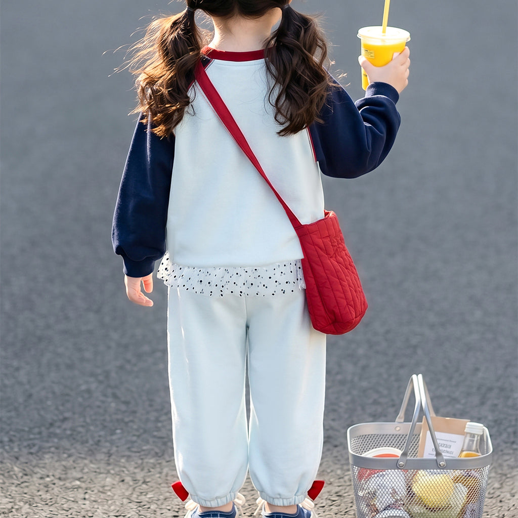 Modern Chic All-Season Casual Sporty Autumn 2-Piece Girls' Pants Suit, Ages 2-9 | Color: Navy | Image 2