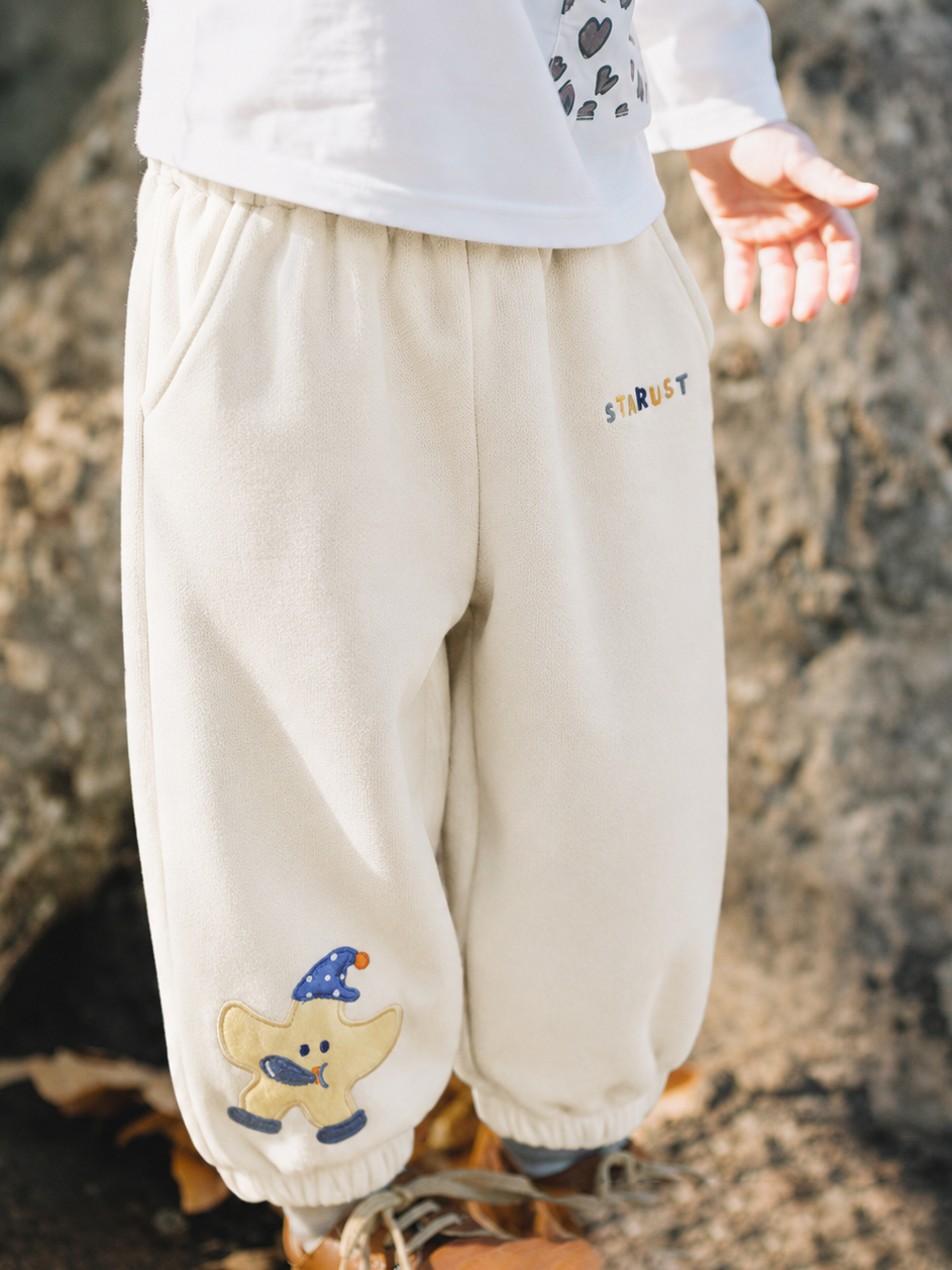Minimalist Autumn Unisex Kids' Casual Pants, Ages 2-7 | Color: Beige | Image 1