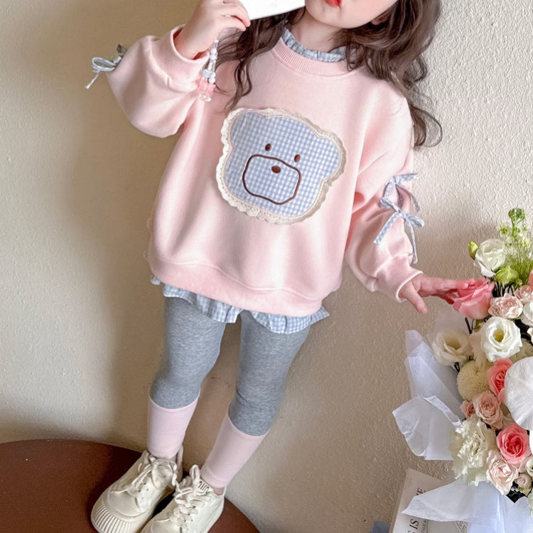 Sweet & Cute Autumn 2-Piece Girls' Pants Suit, Ages 2-9 | Color: Pink | Image 1