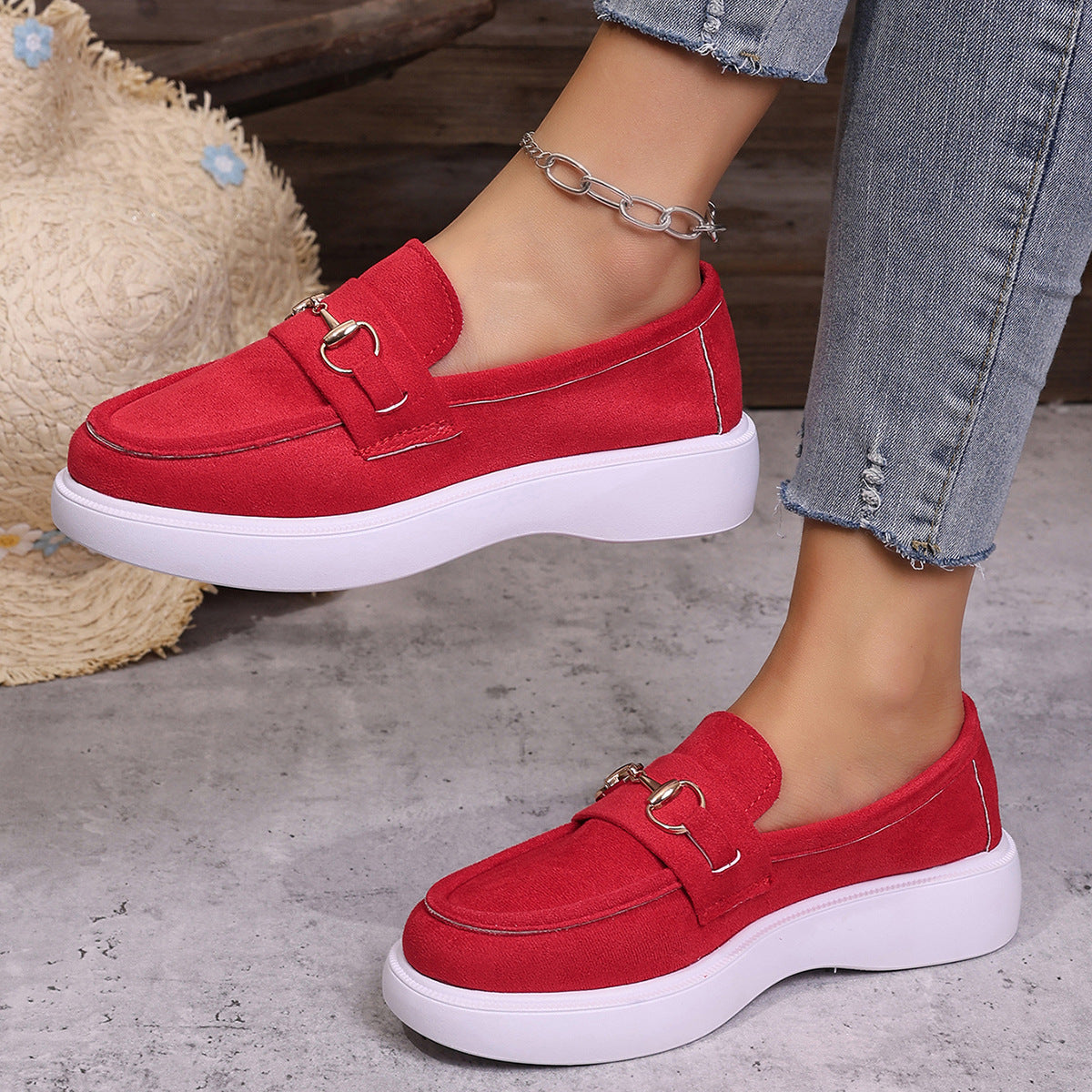Modern Chic All-Season Cloth / Textile Women's Casual Shoes | Color: Red | Image 1