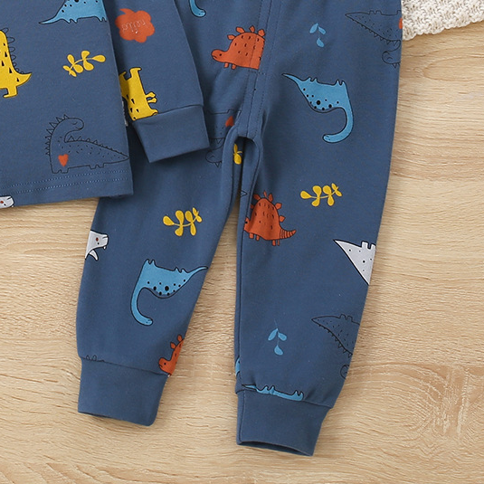 Minimalist Autumn 2-Piece Unisex Baby Pajama Set, Ages 6-24 Months | Color: Deep Blue | Image 2