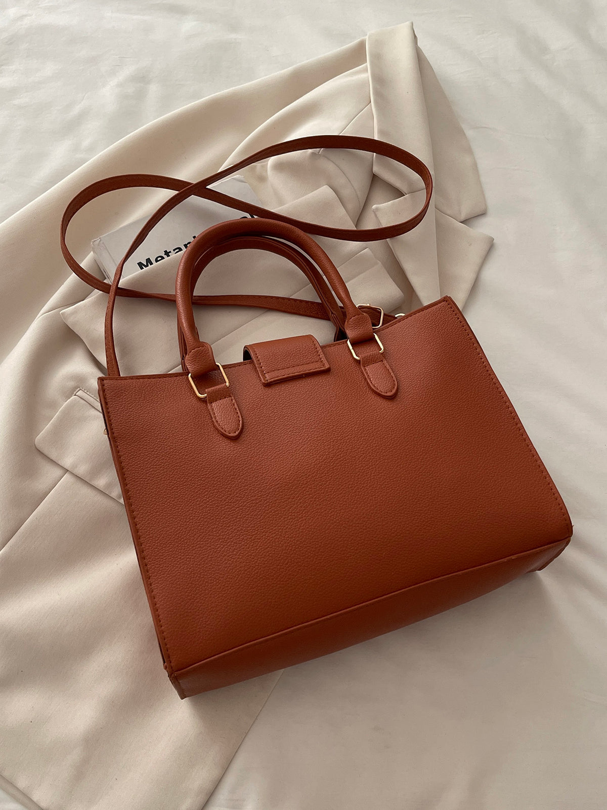 Modern Chic All-Season PU/Artificial Leather/Microfiber Leather Women's Handbags Tote Bags | Color: Brown | Image 3