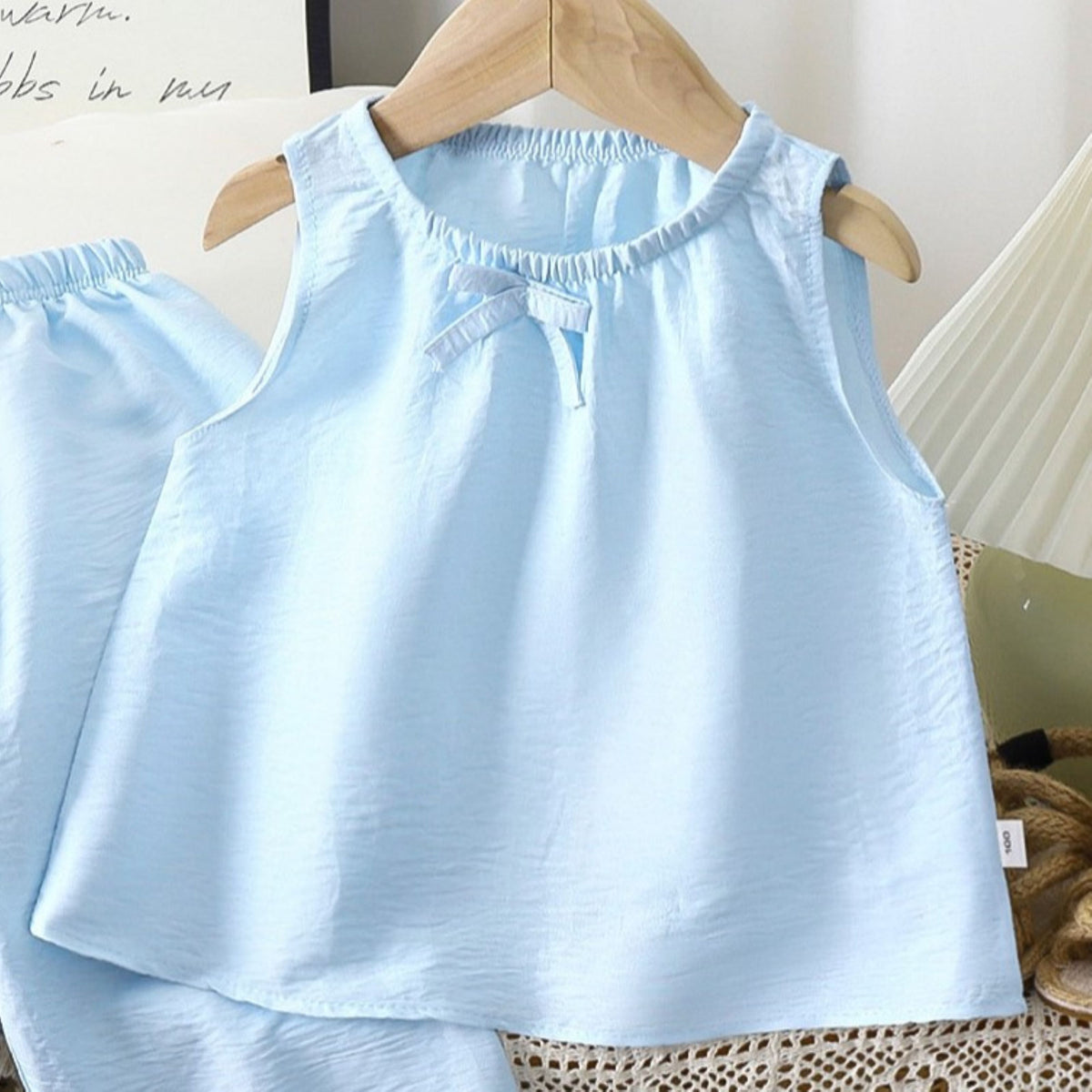 Casual Sporty Summer 2-Piece Girls' Pants Suit, Ages 2-9 | Color: Blue | Image 3