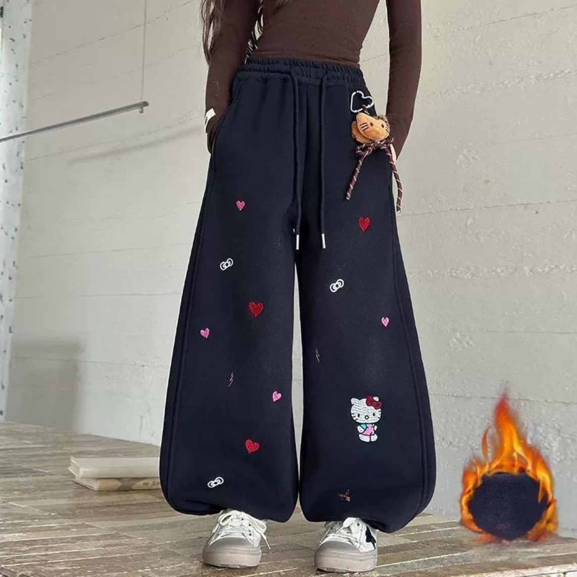 Modern Chic All-Season Casual Sporty Winter Girls' Casual Pants, Ages 4-14 | Color: Navy | Image 1