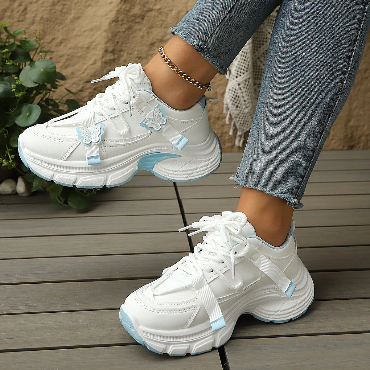 Modern Chic All-Season PU/Artificial Leather/Microfiber Leather Women's Fashion Sneaker | Color: Blue | Image 2