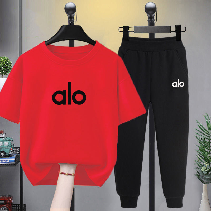 Modern Chic All-Season Minimalist Summer 2-Piece Boys' Pants Suit, Ages 4-14 | Color: Red | Image 1
