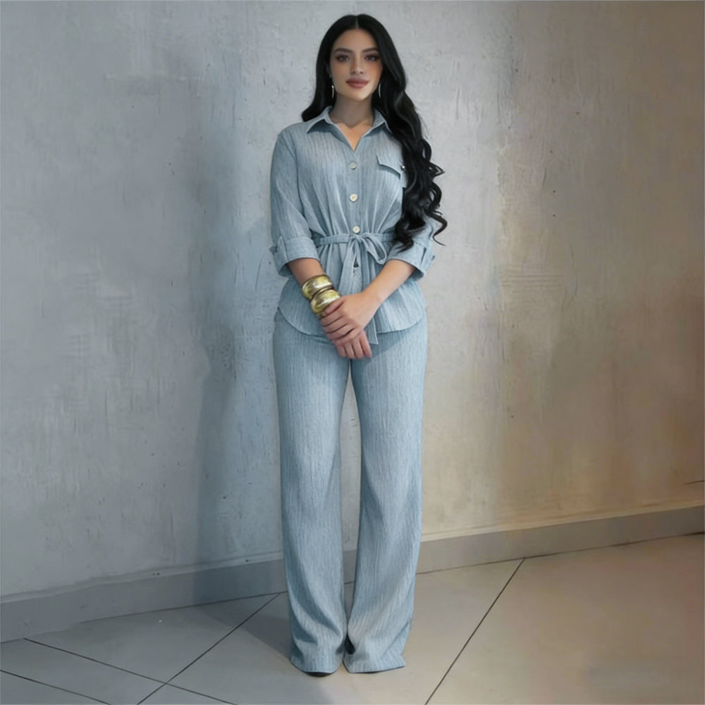 Minimalist Summer Shirt Set | Color: Deep Blue | Image 1