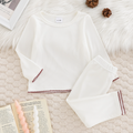 Minimalist Autumn 2-Piece Baby Girls' Pants Suit, Ages 0-24 Months | Color: White | Image 1