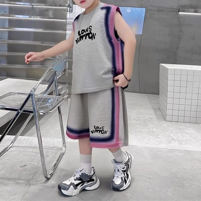 Trendy Summer 2-Piece Boys' Pants Suit, Ages 5-12 | Color: Grey | Image 3