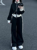 Modern Chic All-Season Casual Sporty Spring Girls' Pants Suit, Ages 4-14 | Color: Black | Image 1